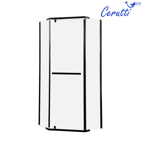 Душевой уголок Cerutti SPA CHIKA ZP101B 100х100 стекло прозрачное профиль черный без поддона - фото 2