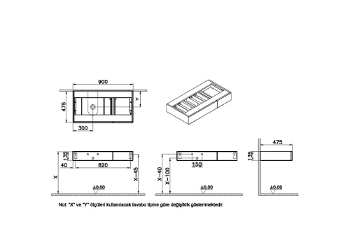 Тумба под раковину Vitra Origin 65675 90х48х14 подвесная цвет дуб - фото 4