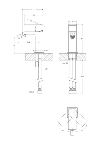 Смеситель Cezares PORTA PORTA-BS1-BIO на биде белый матовый - фото 2