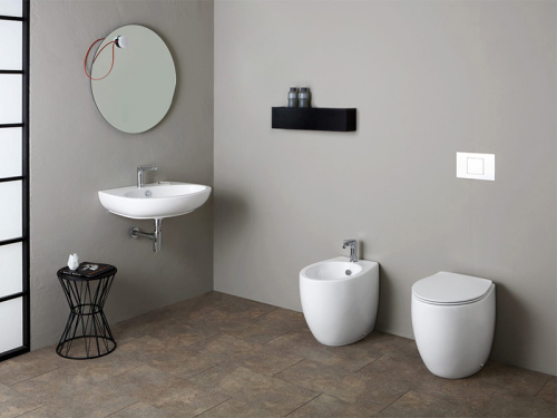 Чаша унитаза приставная Simas BR 01 bia цвет белый без сиденья безободковая душевой смыв - фото 2