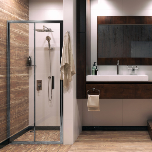 Душевая дверь Wasserkraft Weser 78F 78F12 100х200 стекло прозрачное профиль хром глянцевый - фото 2