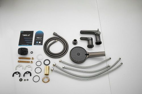 Смеситель BELZ B66713-3 на борт ванны оружейная сталь - фото 3