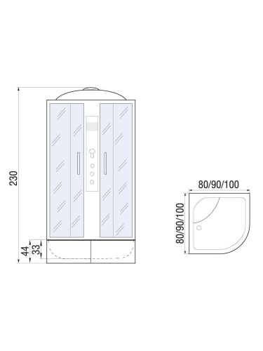 Душевая кабина River DUNAY XL 80/43 TH -10000006201 80х80 четверть круга с крышей ориентация универсальная - фото 2