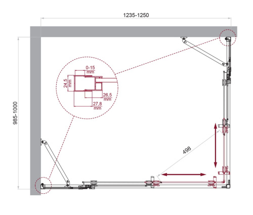 Душевой уголок BelBagno LUCE LUCE-AH-22-125/100-C-Cr 125х100 стекло прозрачное профиль хром глянцевый без поддона - фото 2