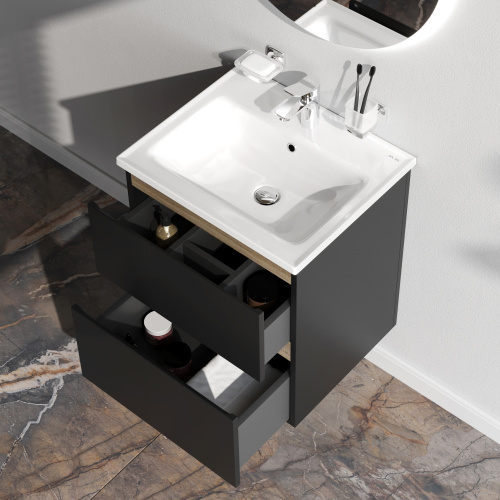 Тумба под раковину Am.Pm X-Joy M85AFHX0552BM 53х45х60 подвесная цвет черный - фото 4