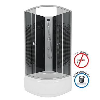 Душевая кабина Niagara Eco 75081454BK 90х90 четверть круга без крыши ориентация универсальная