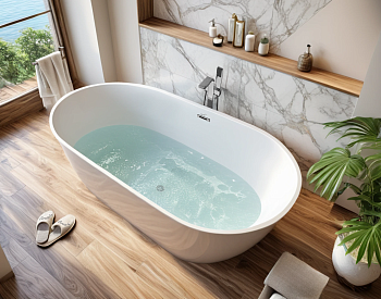 Ванна акриловая Cerutti SPA CT10503 170х80 отдельностоящая овальная с ножками