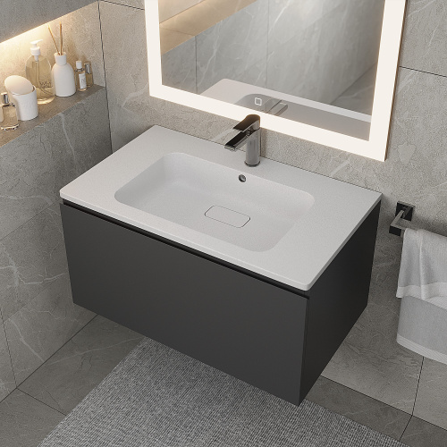 Раковина из искусственного камня Uperwood Lagoon Quartz 297000017 80х48 полувстраиваемая цвет белый - фото 3