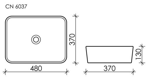 Раковина из сантехнического фарфора Ceramica Nova ELEMENT CN6037 50х40 накладная цвет белый без отверстий под смеситель - фото 2