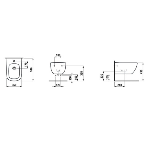 Биде Laufen Palomba 8.3080.1.000.304.1 подвесное - фото 2