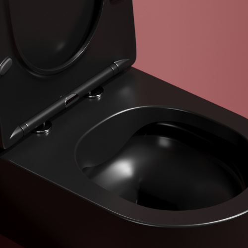 Унитаз подвесной Ceramica Nova MODENA CN6063MB черный матовый с сиденьем микролифт безободковый душевой смыв - фото 5
