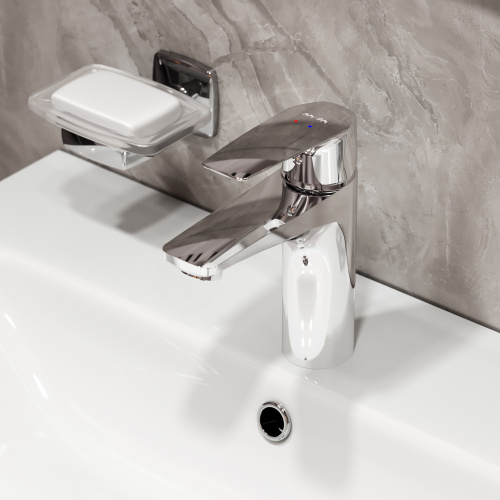 Комплект мебели: тумба 60x43x81 + раковина + смеситель + зеркало + аксессуары Am.Pm Gem S BK91GC подвесной цвет светлый дуб/белый/серебристый/хром - фото 4