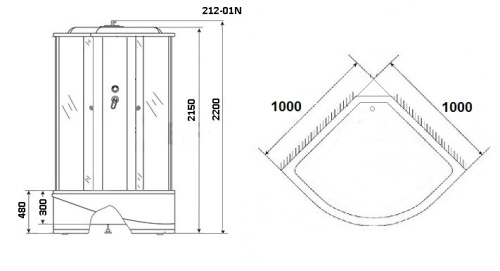 Душевая кабина Niagara Ultra 2120134N 100х100 четверть круга с крышей ориентация универсальная - фото 2