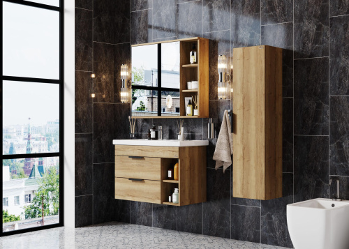 Зеркало-шкаф Onika Легран 208092 80х16х70 подвесной цвет коричневый - фото 2