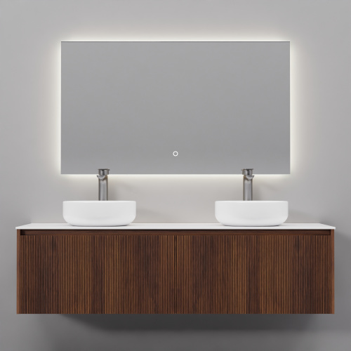 Тумба с раковиной+зеркало Art Decco Camilla (Камилла) ACM15W22D3MF 150x45x40 подвесная цвет черный орех - фото 5