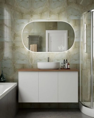 Зеркало с подсветкой Art&Max BARI AM-Bar-700-1200-DS-F-White 70х120 подвесное