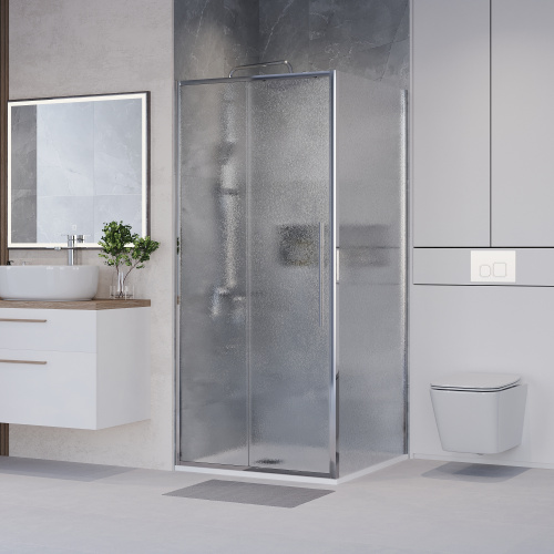 Душевой уголок Niagara Nova NG-65-9CH-CH80-34 90х80 стекло шиншилла профиль хром глянцевый без поддона - фото 2