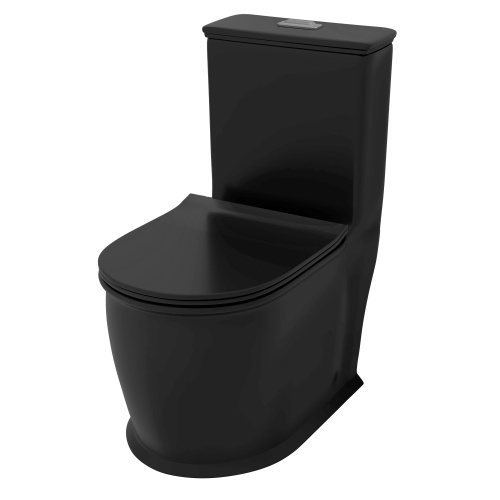 Унитаз напольный с бачком Grossman Retro GR-4492BMS черный матовый с сиденьем безободковый каскадный смыв
