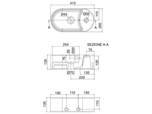 Раковина из санфаянса Scarabeo Seventy 8093/B 41х22 подвесная цвет белый - фото 3