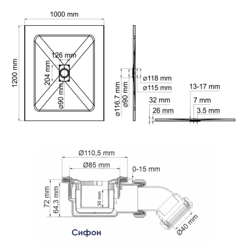 Душевой поддон WasserKRAFT Main 41T 41T10 120х100 стеклопластик белый - фото 2