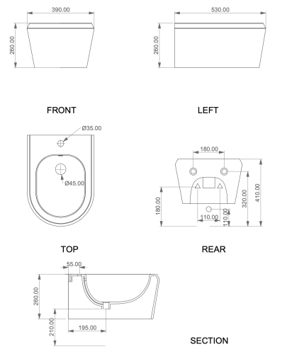 Биде GSG Ceramic Design Cruise CRBISO001 подвесное - фото 2