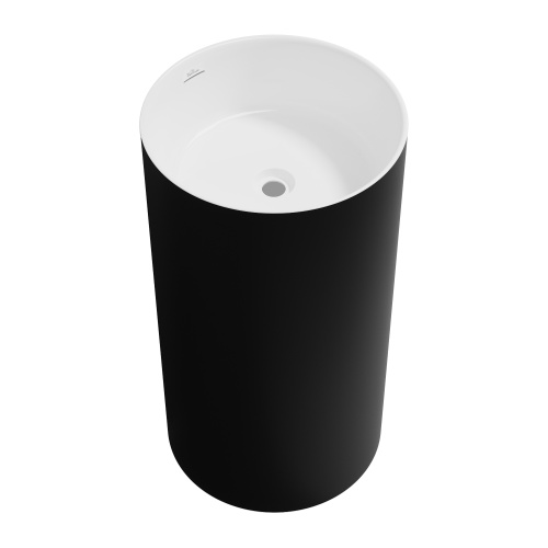 Раковина акриловая Wellsee Chalice Perfection 230613000 45х45 напольная цвет черный/белый без отверстий под смеситель - фото 2