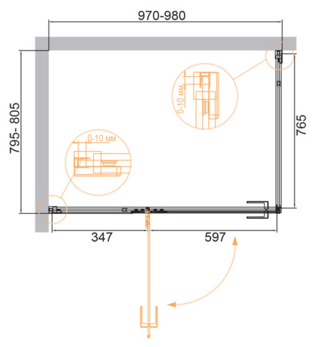 Душевой уголок Cezares BELLAGIO BELLAGIO-AH-1-100/80-C-NERO 100х80 стекло прозрачное профиль черный без поддона - фото 2