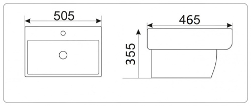 Раковина из санфаянса CeramaLux NB164 51х47 подвесная цвет белый 1 отверстие под смеситель - фото 2