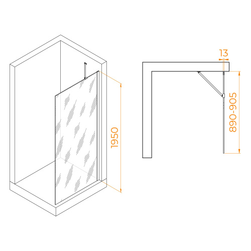Душевая перегородка RGW Walk In 351011009-11 90х195 стекло прозрачное профиль хром глянцевый - фото 3