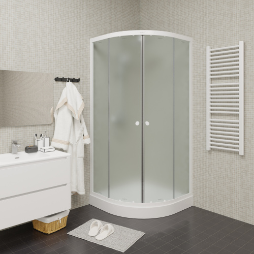 Душевой уголок Parly ZF81 80х80 стекло матовое профиль белый с поддоном - фото 4