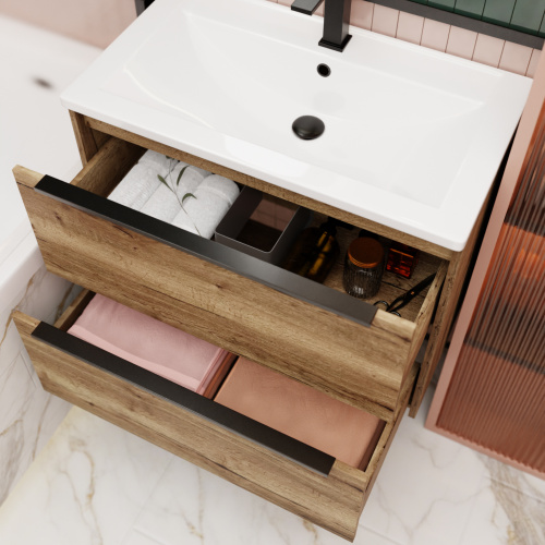 Тумба под раковину La Fenice Tesoro FNC-01-TES-DGT-100-2 99х44х62 подвесная цвет темно-коричневый матовый - фото 2