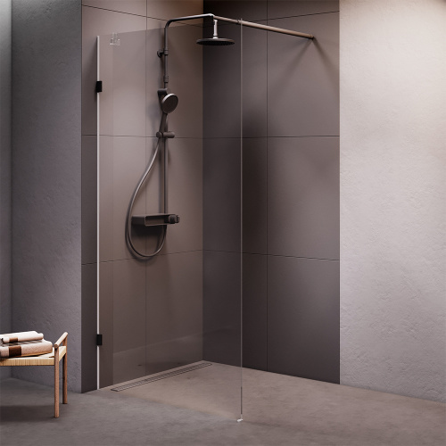 Душевая перегородка Am.Pm X-Joy W94UWI-100-F1-BTE 100х195 стекло прозрачное профиль черный