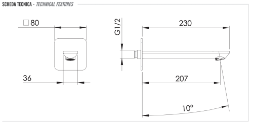 Излив Remer Energy 91EYL настенный хром - фото 2