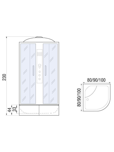 Душевая кабина River DUNAY XL 100/44 TH -10000006193 100х100 четверть круга с крышей ориентация универсальная - фото 2