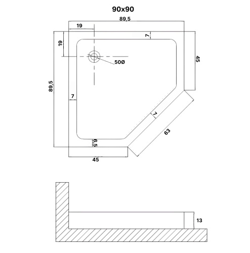Душевой поддон Niagara Eco NG-P9090-14D 90х90 ABS-пластик белый с ножками - фото 2