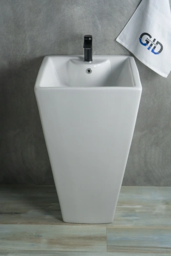 Раковина керамическая Gid Autonomo 81103 47х47 напольная цвет белый 1 отверстие под смеситель - фото 5
