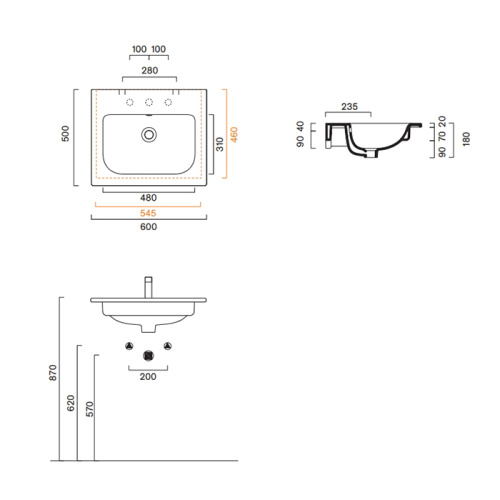 Раковина керамическая Catalano Italy 60 см 720610001 подвесная цвет белый без отверстий под смеситель - фото 2