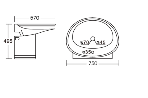 Раковина из санфаянса CeramaLux 4290 75х57 подвесная цвет белый 1 отверстие под смеситель - фото 2