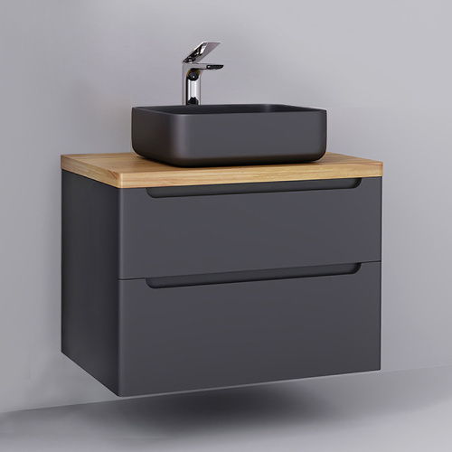 Тумба под раковину Jorno WOOD wood.01.80/P/GR 80х52х56 подвесная цвет серый - фото 3