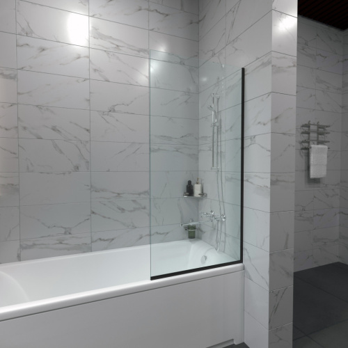 Душевая шторка на ванну Тритон Статик-Блэк Щ0000067405 70х140 стекло прозрачное профиль черный ориентация универсальная - фото 4