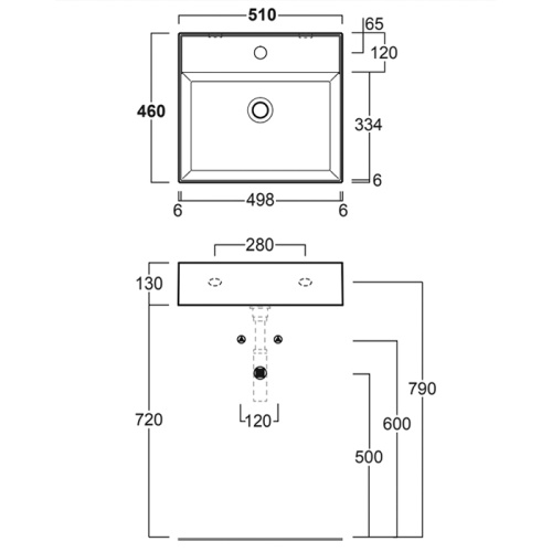 Раковина из санфаянса Simas Agile AG51 nero matt*1 51х46 подвесная цвет черный матовый 1 отверстие под смеситель - фото 2