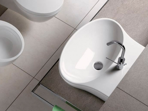 Раковина из санфаянса Hatria NIDO Y0TT01 56х45 подвесная цвет белый 1 отверстие под смеситель - фото 2