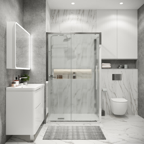 Душевая перегородка Grossman Cosmo 200.K33.02.70.10.02 70х195 стекло текстурное профиль хром глянцевый - фото 4