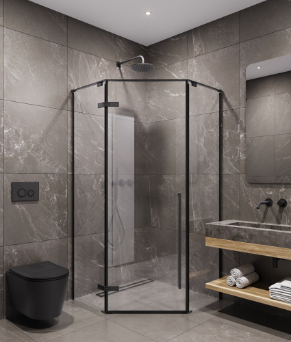 Душевой уголок Timo T71 100х100 стекло прозрачное профиль черный без поддона - фото 2