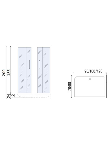 Душевой уголок River MORAVA XL 10000003370 100х80 стекло матовое профиль хром матовый без поддона - фото 2