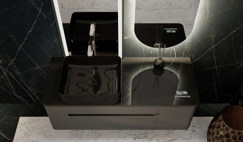 Тумба под раковину Jorno SHINE Shi.01.100-M/P/A 100х50х40 подвесная цвет антрацит - фото 3