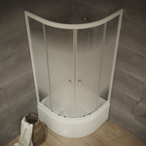 Душевой уголок Тритон Лайт Щ0000061801 90х90 стекло прозрачное с узором профиль белый с поддоном - фото 4