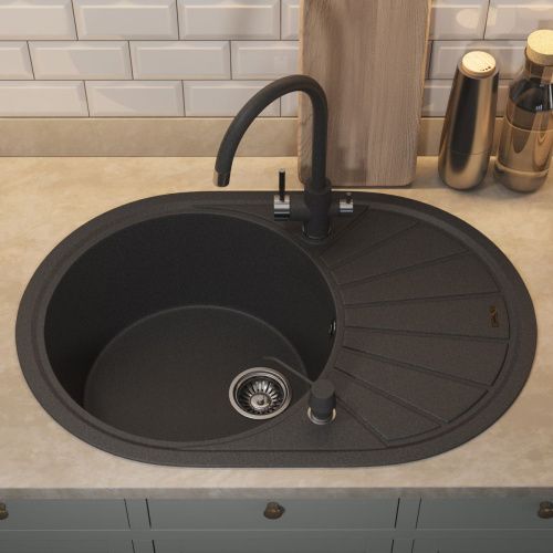 Кухонная мойка Uperwood Quartz Premium UPD-02 3910202107 75х50 цвет черный поверхность матовая - фото 4