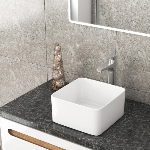 Раковина из сантехнического фарфора Teymi Helmi T50303 24х24 накладная цвет белый без отверстий под смеситель - фото 4