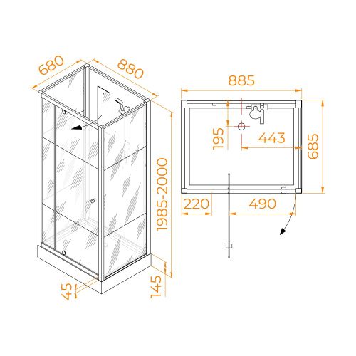 Душевая кабина RGW Andaman 411320779-95 90x70 прямоугольная без крыши ориентация универсальная - фото 2